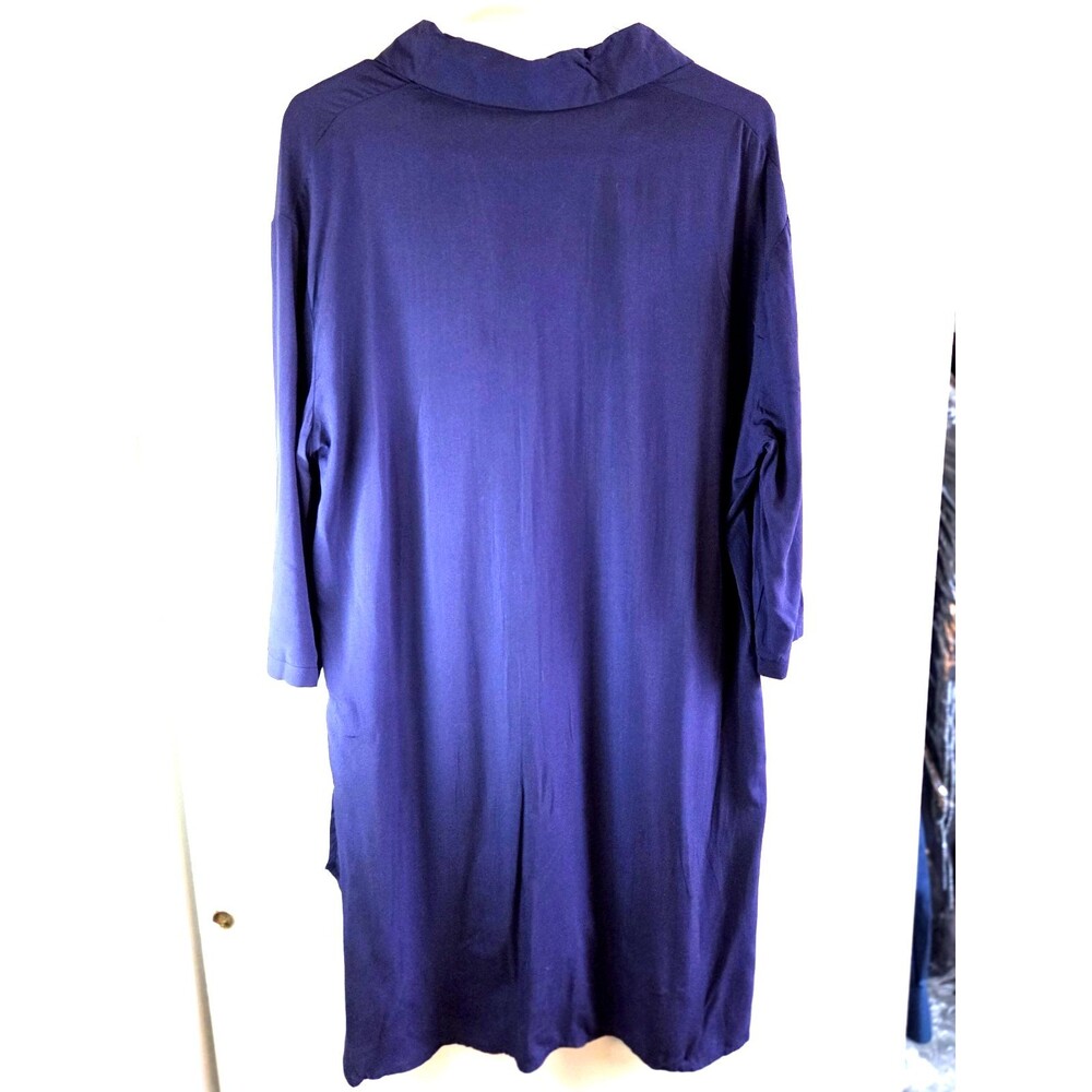 Women's PAYRU Navy Blue Collared Tunic Shirt Dress Size Med NWT
